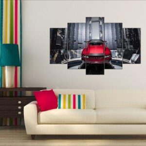 Falcon Heavy Tesla Roadster Spacex - Automative 5 Panel Canvas Art Wall Decor