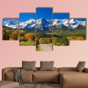 Fall Season In Colorado - Nature 5 Panel Canvas Art Wall Decor