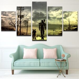 Fallout 4 The Wanderer Game - Gaming 5 Panel Canvas Art Wall Decor