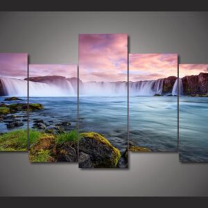 Falls Scenic 1 - Nature 5 Panel Canvas Art Wall Decor