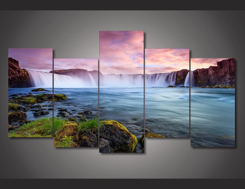 Falls Scenic 1 - Nature 5 Panel Canvas Art Wall Decor Falls Scenic 1 - Nature 5 Panel Canvas Art Wall Decor
