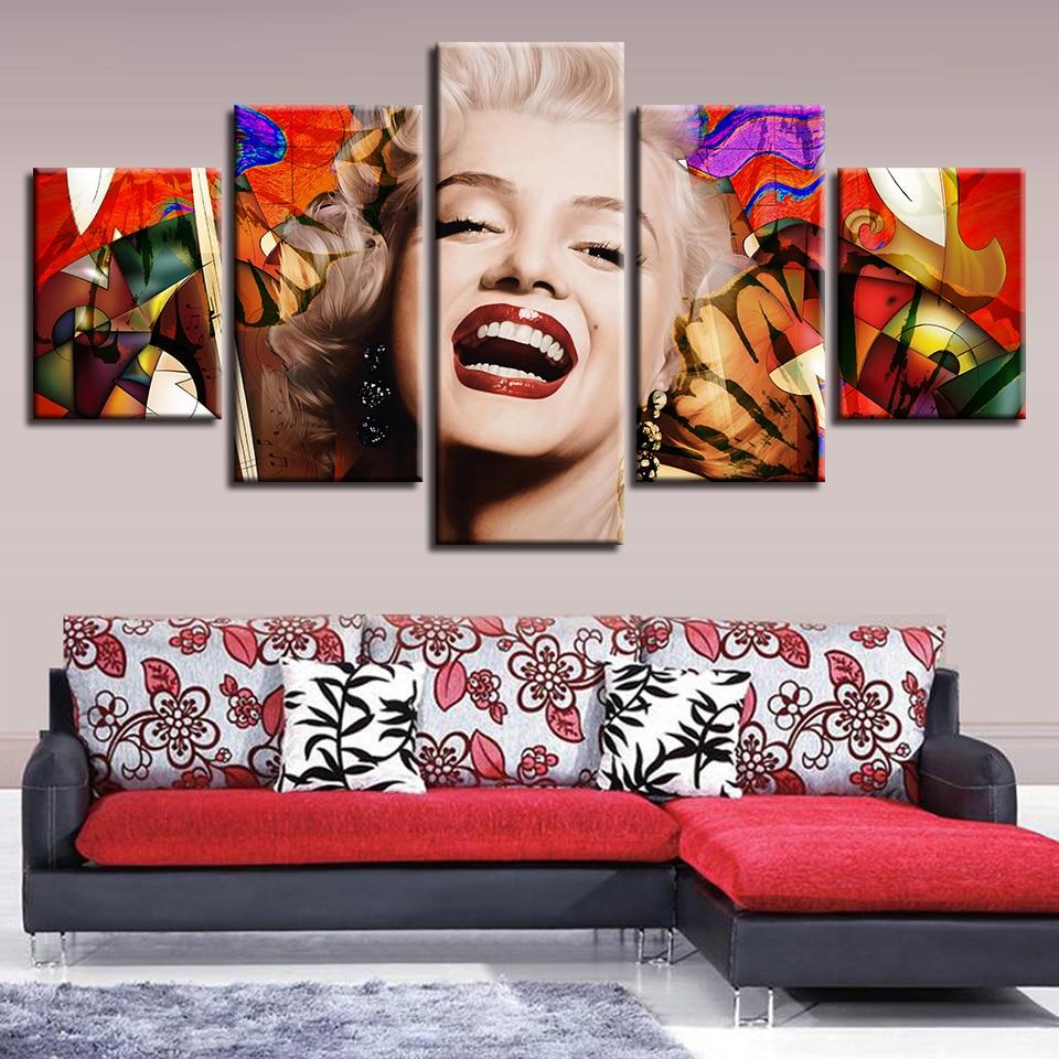 Famous Actress Marilyn Monroe - Famous Person 5 Panel Canvas Art Wall Decor Famous Actress Marilyn Monroe - Famous Person 5 Panel Canvas Art Wall Decor