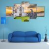 Famous Basilica Of St Francis Of Assisi With Statue - Religion 5 Panel Canvas Art Wall Decor