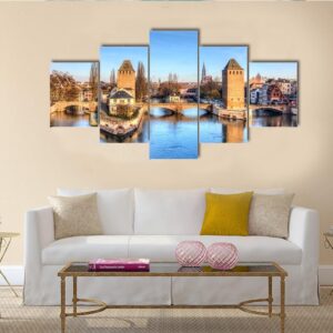 Famous Bridges Ponts Couverts In Strasbourg - Nature 5 Panel Canvas Art Wall Decor