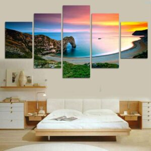 Famous Landscape Mediterranean Sea - Nature 5 Panel Canvas Art Wall Decor