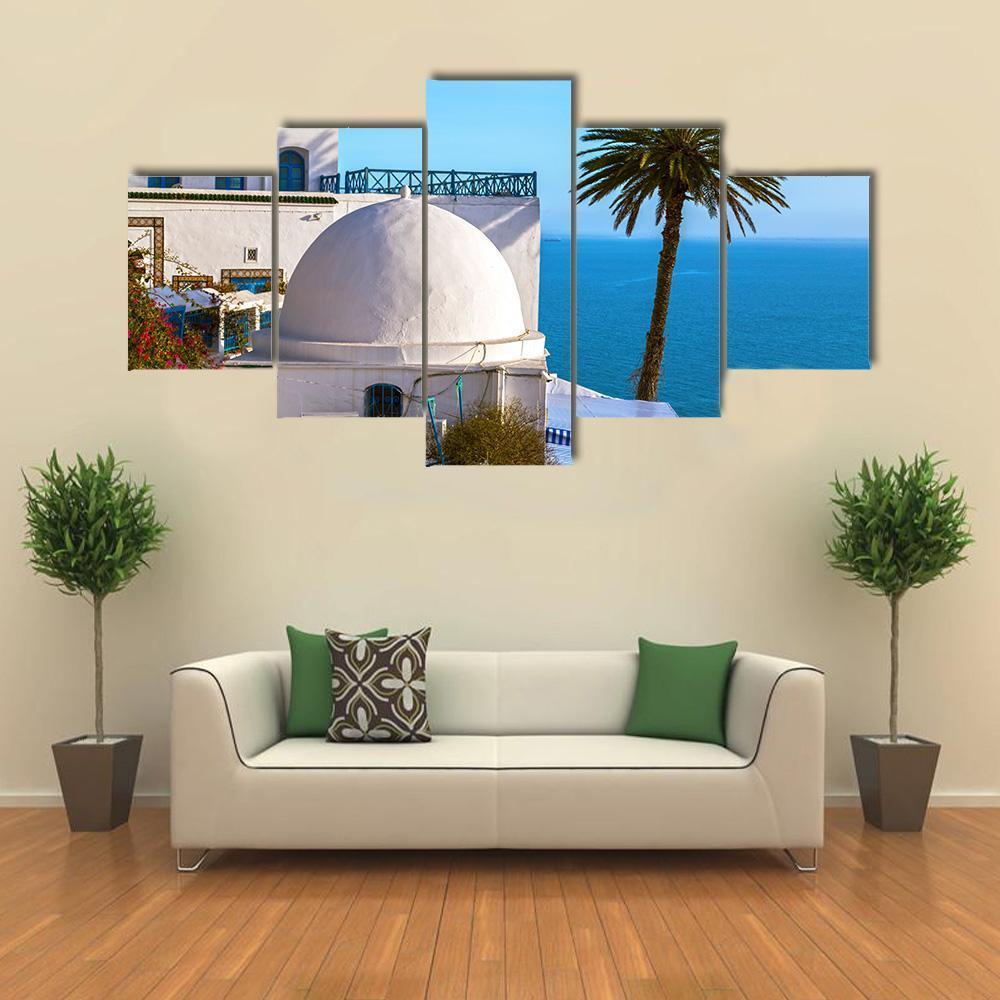 Famous Touristic Town Near Tunis - Nature 5 Panel Canvas Art Wall Decor Famous Touristic Town Near Tunis - Nature 5 Panel Canvas Art Wall Decor