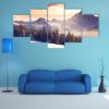 Fantastic Evening Winter Landscape - Nature 5 Panel Canvas Art Wall Decor