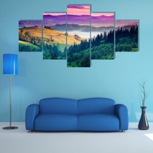 Fantastic Morning Mountain Landscape - Nature 5 Panel Canvas Art Wall Decor