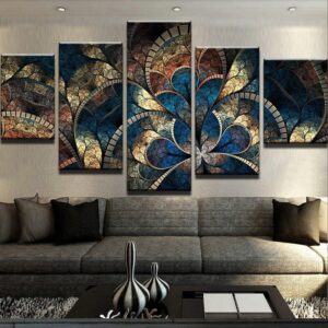 Fantasy Flowers 1 - Abstract 5 Panel Canvas Art Wall Decor