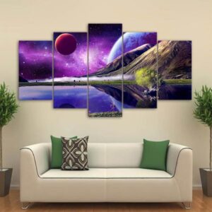 Fantasy Planet 01 - Space 5 Panel Canvas Art Wall Decor