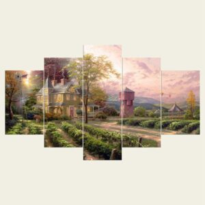 Farm Thomas Kinkade Abundant - Nature 5 Panel Canvas Art Wall Decor