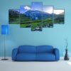 Farm With Green Field - Nature 5 Panel Canvas Art Wall Decor