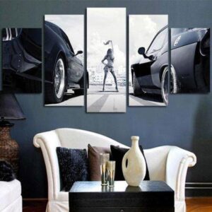 Fast And Furious Racing Cars - Movie 5 Panel Canvas Art Wall Decor