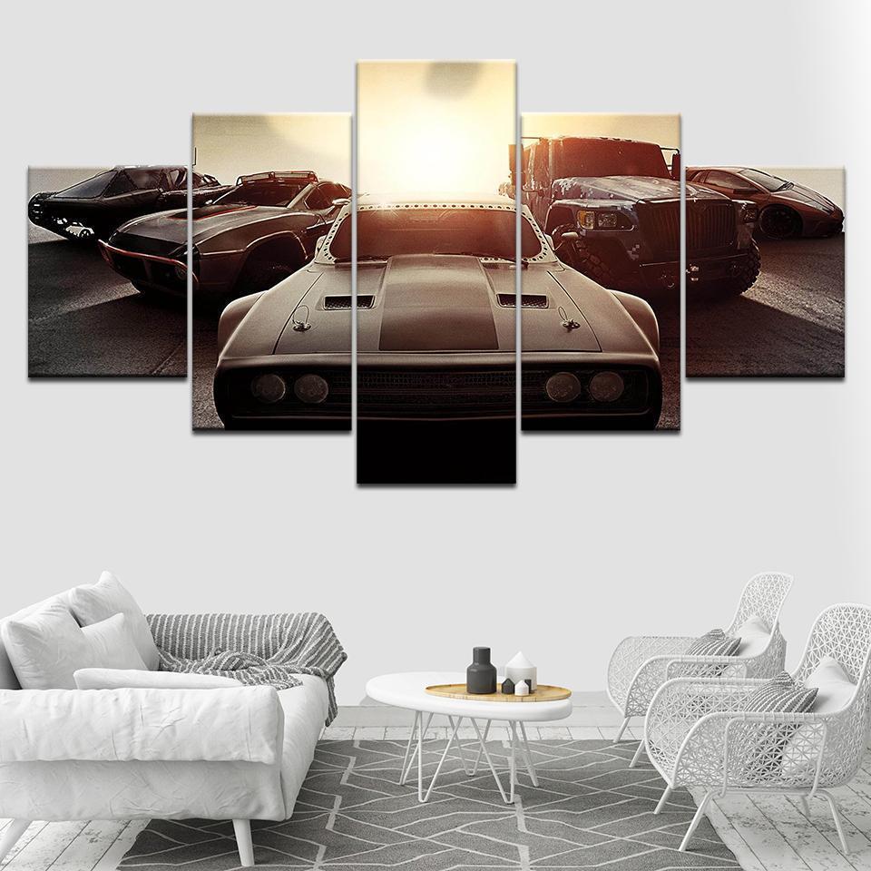 Fast And Furious Squad - Automative 5 Panel Canvas Art Wall Decor Fast And Furious Squad - Automative 5 Panel Canvas Art Wall Decor