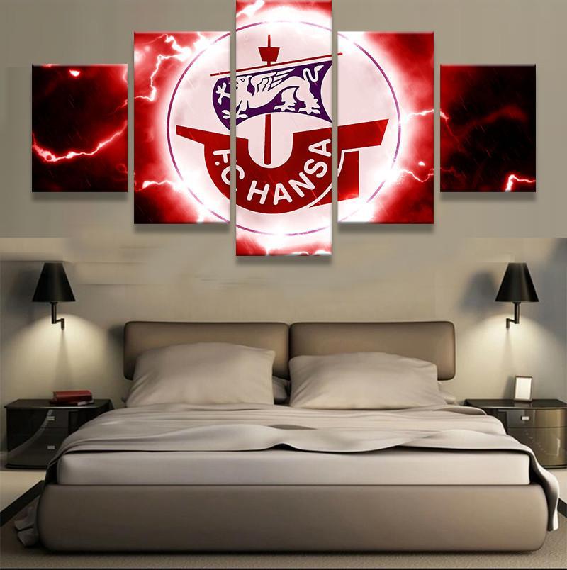 Fc Hansa Rostock Sports Football Team - Sport 5 Panel Canvas Art Wall Decor Fc Hansa Rostock Sports Football Team - Sport 5 Panel Canvas Art Wall Decor