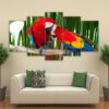 Feather Colorful Birds - Animal 5 Panel Canvas Art Wall Decor