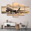 Fedex Boeing 757 Landing Morning Mountains -Automative 5 Panel Canvas Art Wall Decor