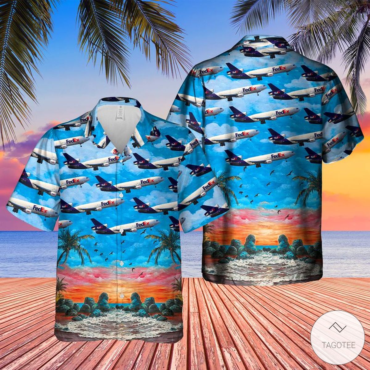 Fedex Express Mcdonnell Douglas (Boeing) Md-10-30F Hawaiian Shirt Fedex Express Mcdonnell Douglas (Boeing) Md-10-30F Hawaiian Shirt