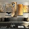 Ferocious Lion - Animal 5 Panel Canvas Art Wall Decor