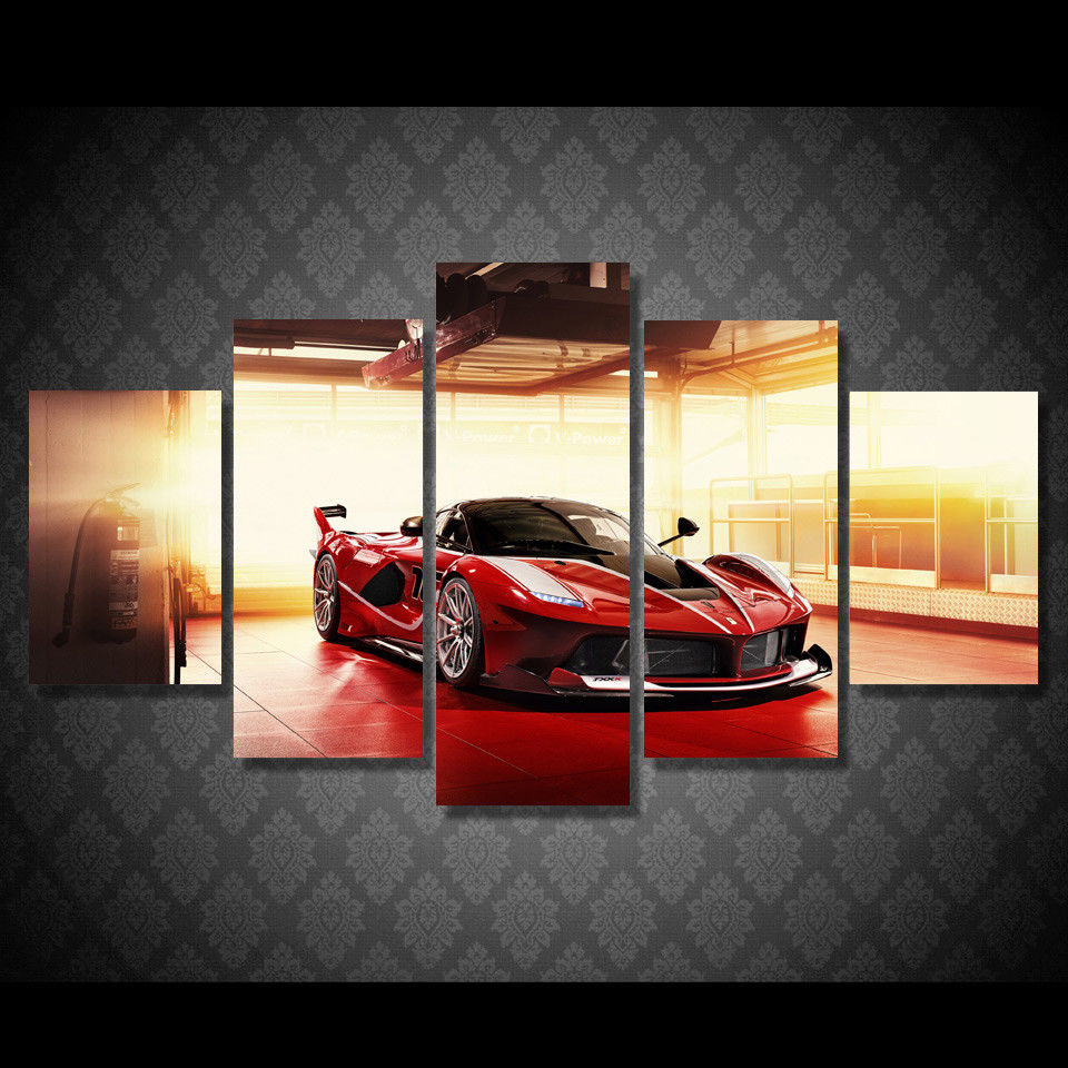 Ferrari Red Luxury Sports Car - 5 Panel Canvas Art Wall Decor Ferrari Red Luxury Sports Car - 5 Panel Canvas Art Wall Decor