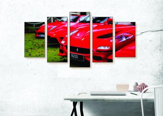 Ferrari Row - Automative 5 Panel Canvas Art Wall Decor Ferrari Row - Automative 5 Panel Canvas Art Wall Decor