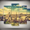 Field retro bike 1 - Nature 5 Panel Canvas Art Wall Decor
