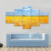Fields Of Ripe Yellow Wheat Ready For Harvest - Nature 5 Panel Canvas Art Wall Decor