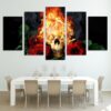 Fiery Skull Roses - Movie 5 Panel Canvas Art Wall Decor