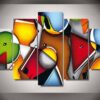Figure Color Horses Face - Abstract 5 Panel Canvas Art Wall Decor