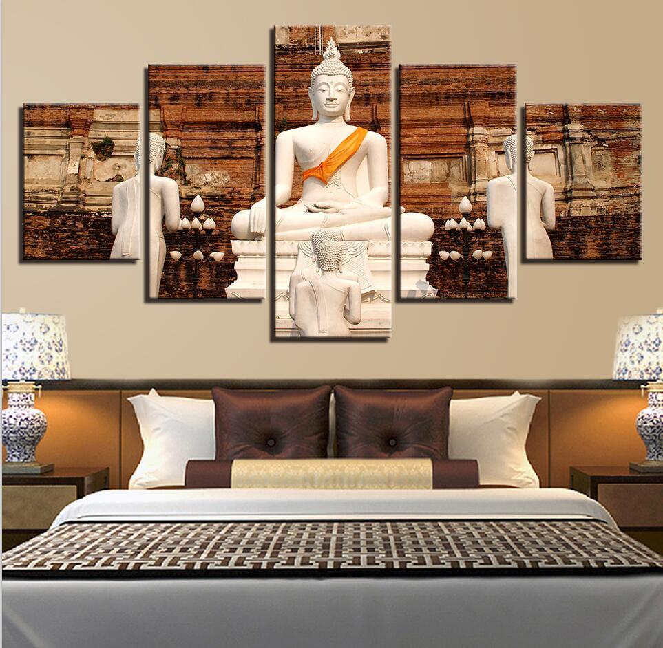 Figure Of Buddha 10 - Religion 5 Panel Canvas Art Wall Decor Figure Of Buddha 10 - Religion 5 Panel Canvas Art Wall Decor
