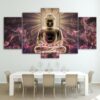 Figure Of Buddha 47 - Religion 5 Panel Canvas Art Wall Decor