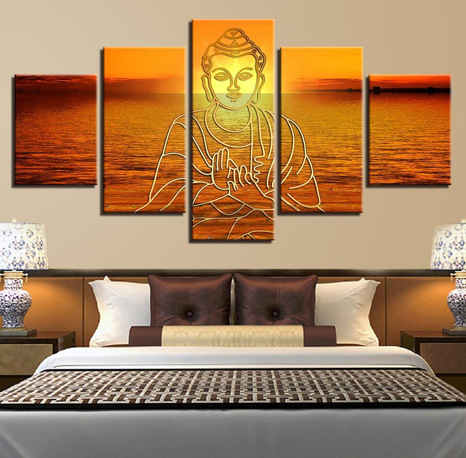 Figure Of Buddha 9 - Religion 5 Panel Canvas Art Wall Decor Figure Of Buddha 9 - Religion 5 Panel Canvas Art Wall Decor
