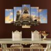 Figure Of Buddha Sky - Religion 5 Panel Canvas Art Wall Decor