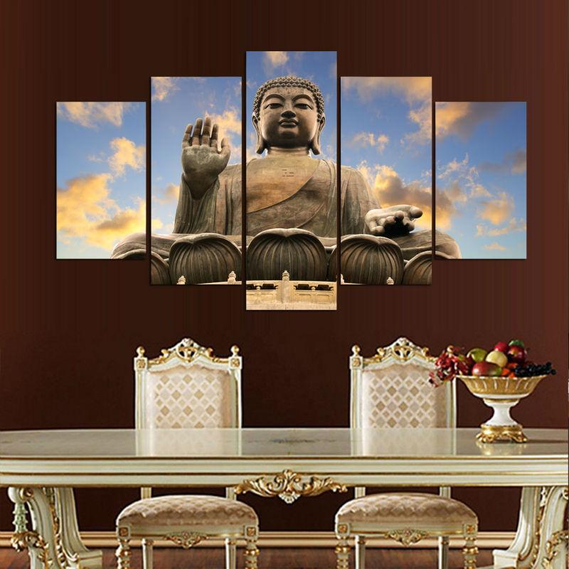 Figure Of Buddha Sky - Religion 5 Panel Canvas Art Wall Decor Figure Of Buddha Sky - Religion 5 Panel Canvas Art Wall Decor