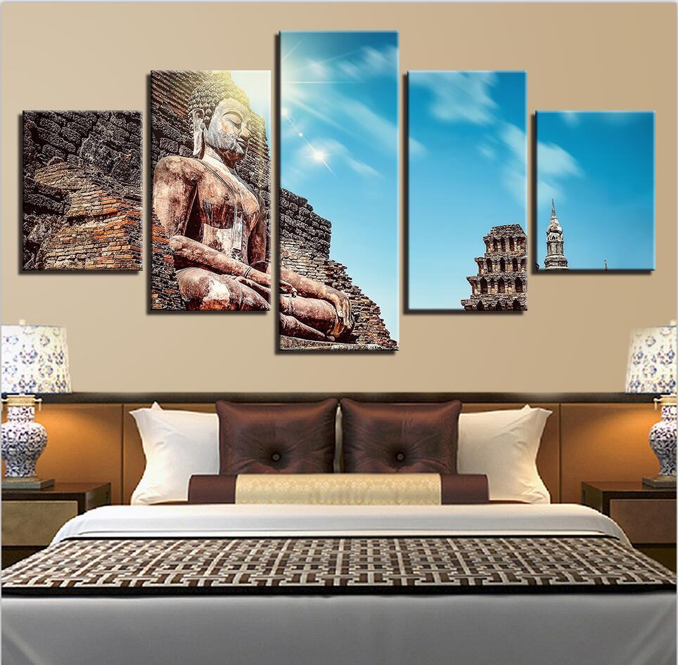 Figure Of Buddha11 - Religion 5 Panel Canvas Art Wall Decor Figure Of Buddha11 - Religion 5 Panel Canvas Art Wall Decor