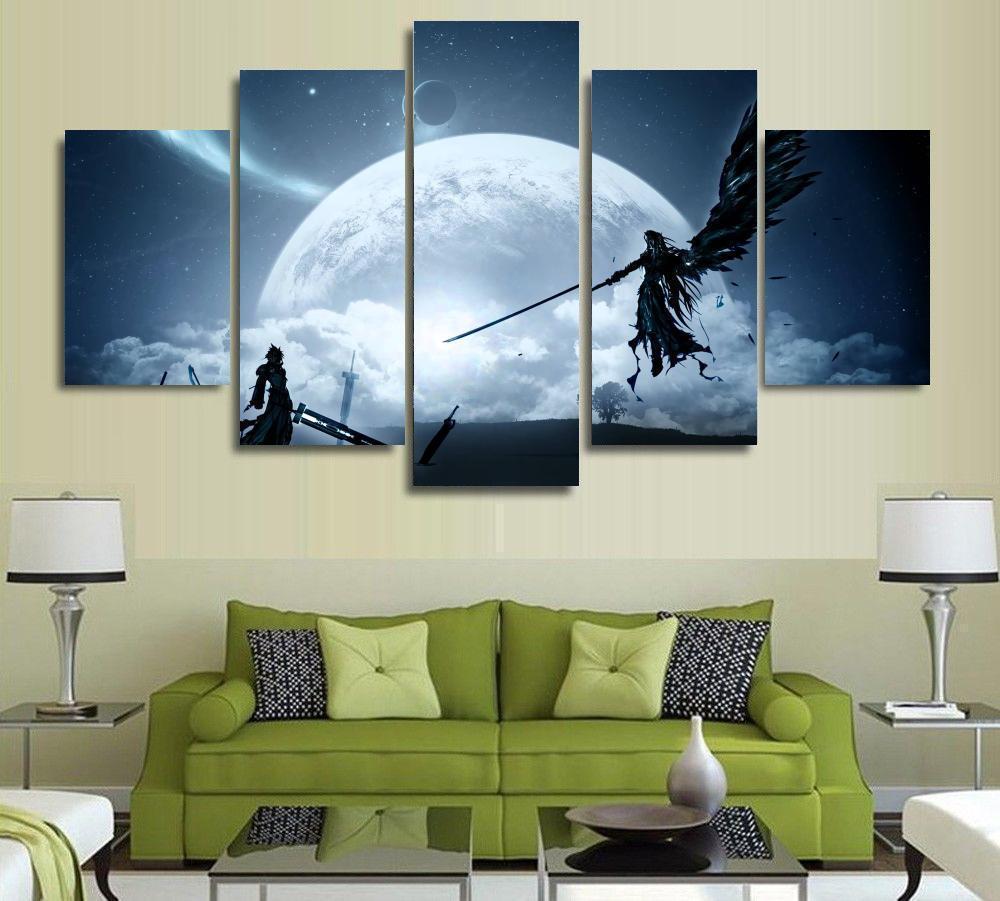 Final Fantasy 7 Anime - 5 Panel Canvas Art Wall Decor Final Fantasy 7 Anime - 5 Panel Canvas Art Wall Decor