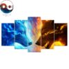 Fire And Ice By Jojoes - Abstract 5 Panel Canvas Art Wall Decor