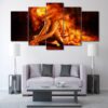 Fire Fox Girl - Abstract 5 Panel Canvas Art Wall Decor