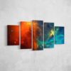 Fire & Ice Nebula - Space 5 Panel Canvas Art Wall Decor