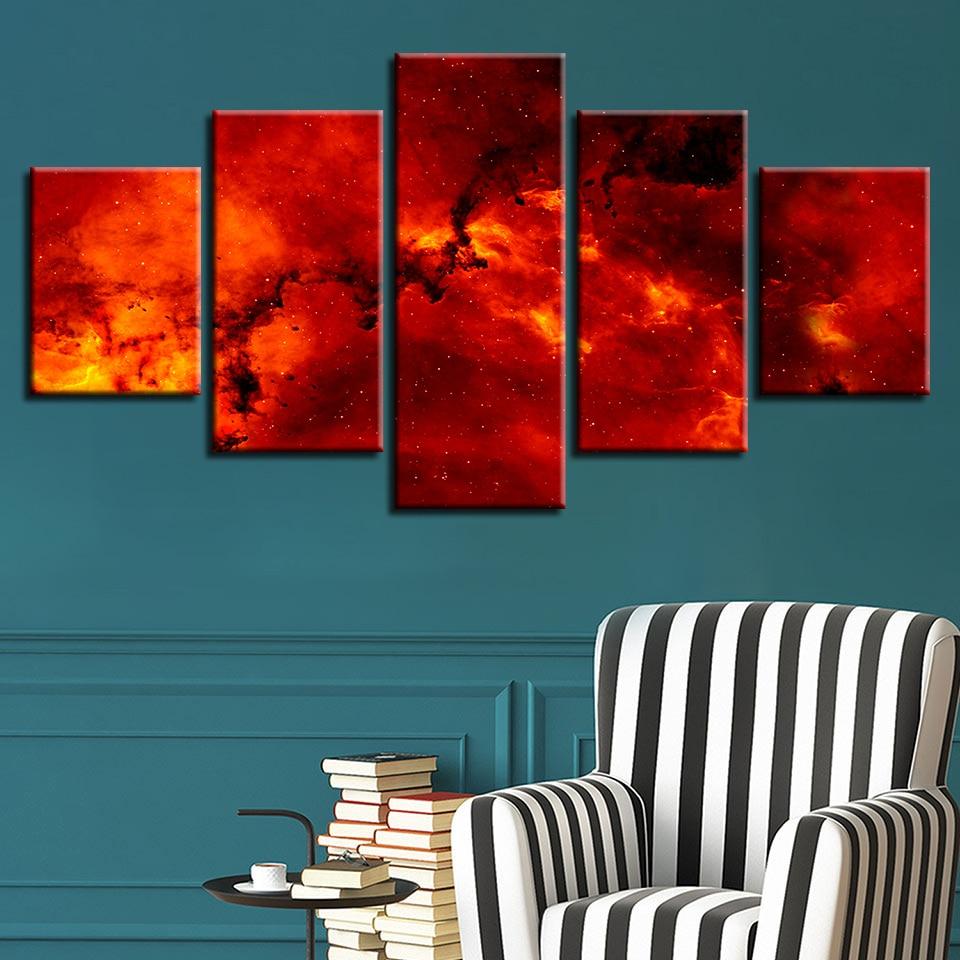Fire Magma - Abstract 5 Panel Canvas Art Wall Decor Fire Magma - Abstract 5 Panel Canvas Art Wall Decor