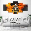 Fire Rescue Wall Art Firefighter Fireman Flames - Career 5 Panel Canvas Art Wall Decor