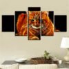 Fire Tabby Cat Hd - Abstarct Animal 5 Panel Canvas Art Wall Decor