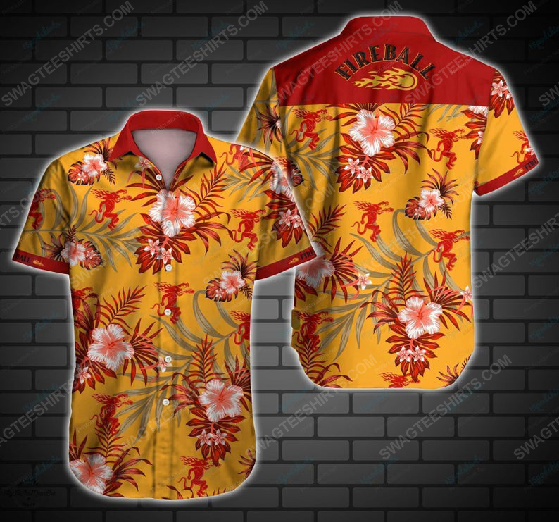 Fireball Cinnamon Whisky Summer Party Hawaiian Shirt Fireball Cinnamon Whisky Summer Party Hawaiian Shirt