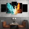 Firebird Phoenix - Abstract 5 Panel Canvas Art Wall Decor