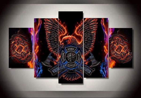 Firefighter 5 - Abstract 5 Panel Canvas Art Wall Decor Firefighter 5 - Abstract 5 Panel Canvas Art Wall Decor