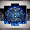 Firefighter Emblem Symbol Hero - Abstract 5 Panel Canvas Art Wall Decor
