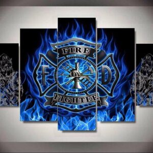Firefighter Emblem Symbol Hero - Abstract 5 Panel Canvas Art Wall Decor