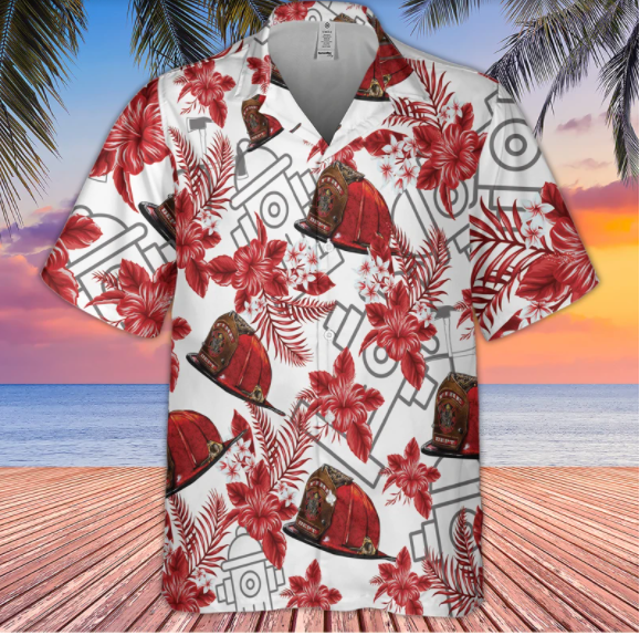 Firefighter Seamless Pattern Hawaiian Shirt Firefighter Seamless Pattern Hawaiian Shirt