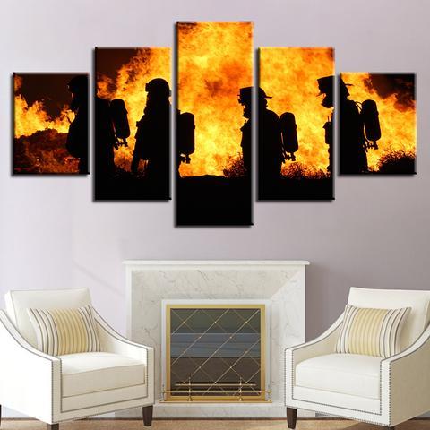 Firefighters In Action 1 - Career 5 Panel Canvas Art Wall Decor Firefighters In Action 1 - Career 5 Panel Canvas Art Wall Decor