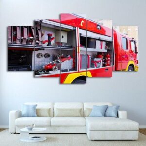 Firefigther Large - Automative 5 Panel Canvas Art Wall Decor